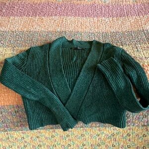 Peruvian Connection Forest Green cropped Cardigan